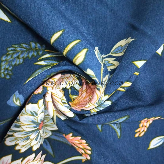 Fancy women dresses fabric polyester tissue faille crepe spandex printed 