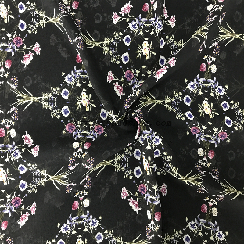 Factory Direct Supply Custom Printed 100% Polyester 100DChiffon Check Fabric