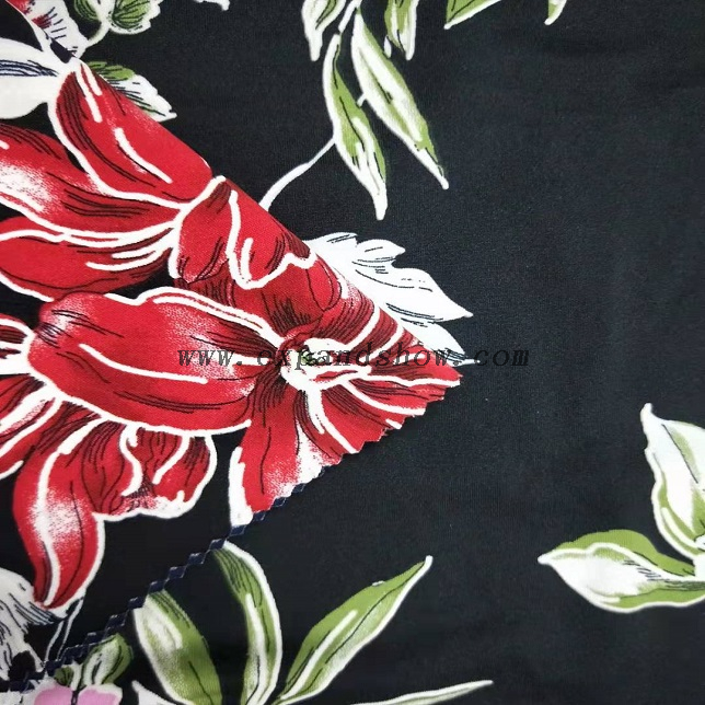 Fancy women dresses fabric polyester dty puff printed 