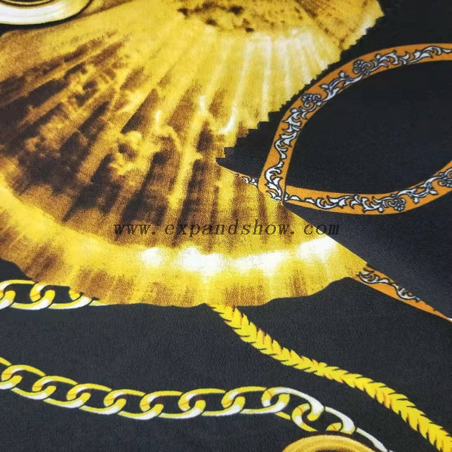 Fancy women dresses fabric polyester tissue faille crepe printed 