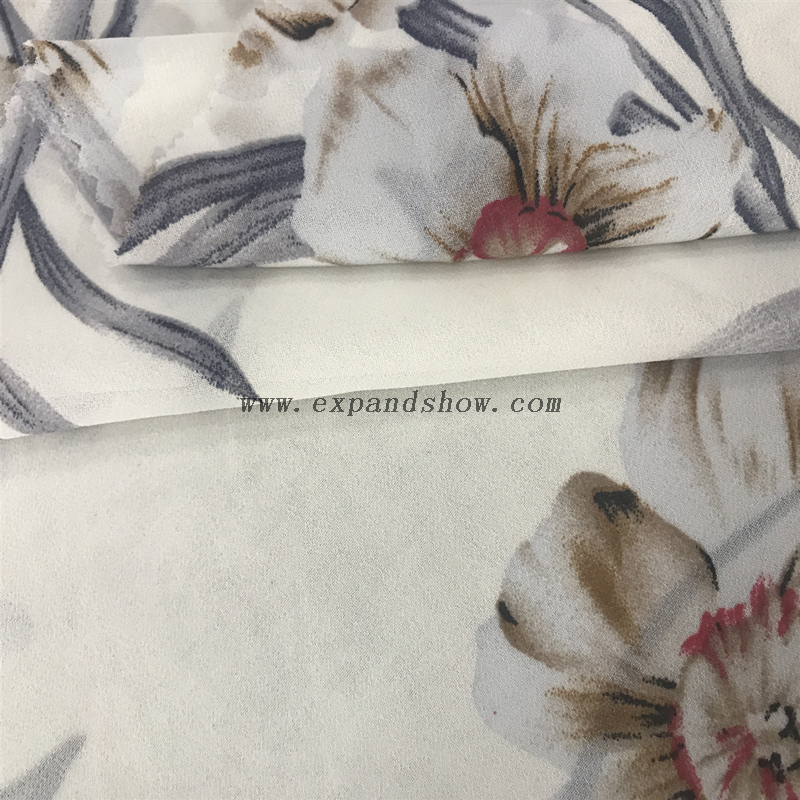 High quality pleated printed chiffon fabric for dress