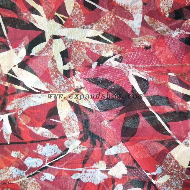 Fancy women dresses fabric polyester chiffon crinkle fabric printed 