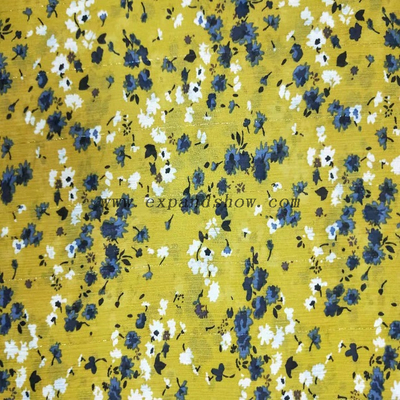 Fancy women dresses fabric polyester chiffon crinkle fabric printed 