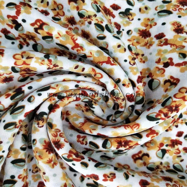 Fancy women dresses fabric polyester high quality wool peach printed 