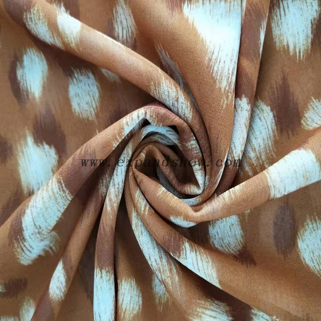 Fancy printed women dresses fabric polyester 50D chiffon pearl digital fabric