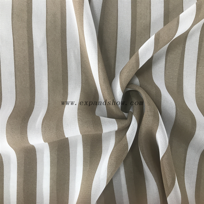 100% polyester printed Stripe Chiffon Fabric for Dress
