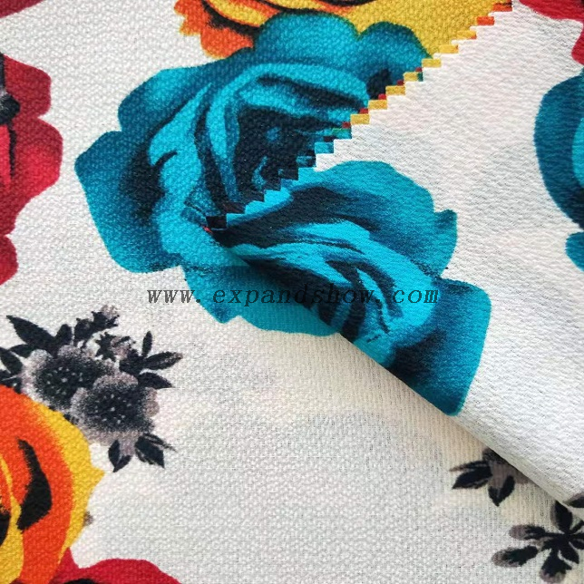 fancy women dresses fabric polyester high quality bubble chiffon printed 