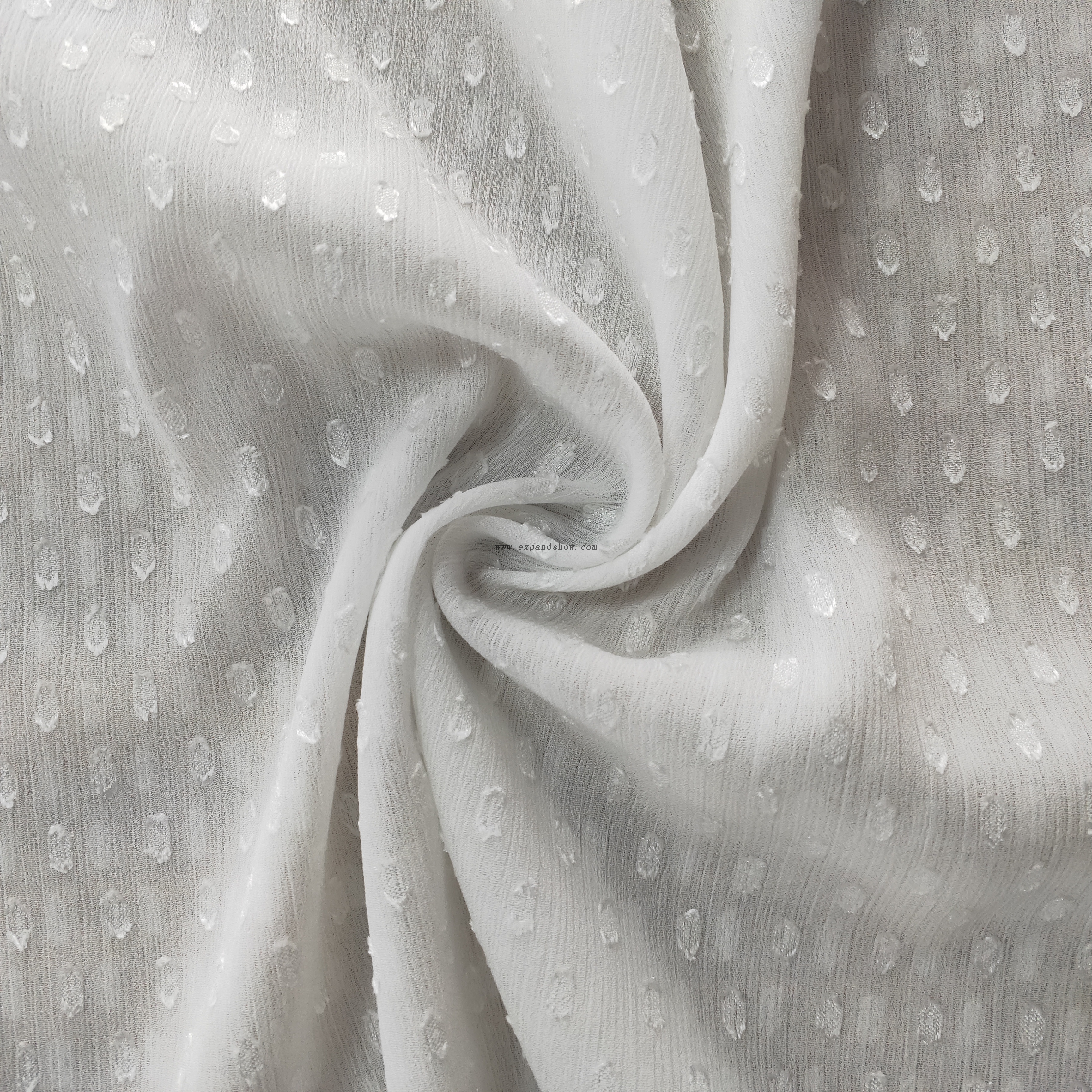 Fancy women dresses fabric polyester chiffon crinkle jacquard dyed 