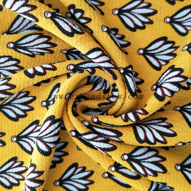 fancy women dresses fabric polyester high quality bubble chiffon printed 