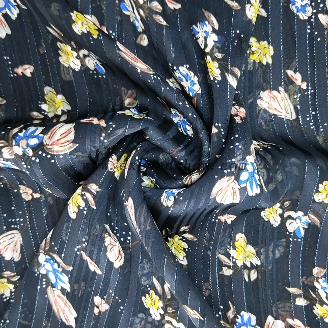 Fancy women dresses fabric polyester chiffon D&L printed fabric 