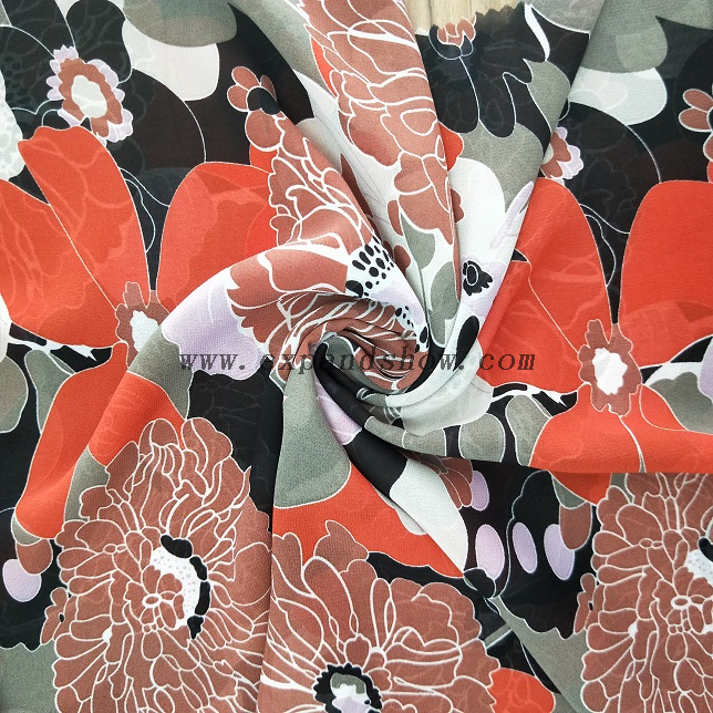 Fancy printed women dresses fabric polyester 75D chiffon fabric 