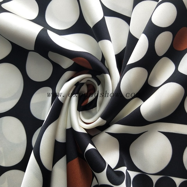 Fancy women dresses fabric polyester high quality satin spandex printed 