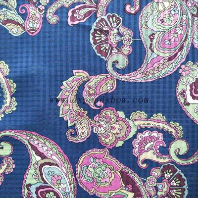 Fancy women dresses fabric polyester chiffon check printed 