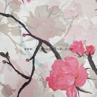 Fancy printed women dresses fabric polyester chiffon crinkle fabric 