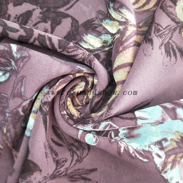 Fancy printed women dresses fabric polyester 75D chiffon fabric 