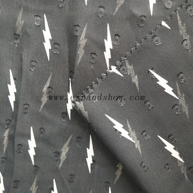 Fancy women dresses fabric polyester chiffon jacquard printed 