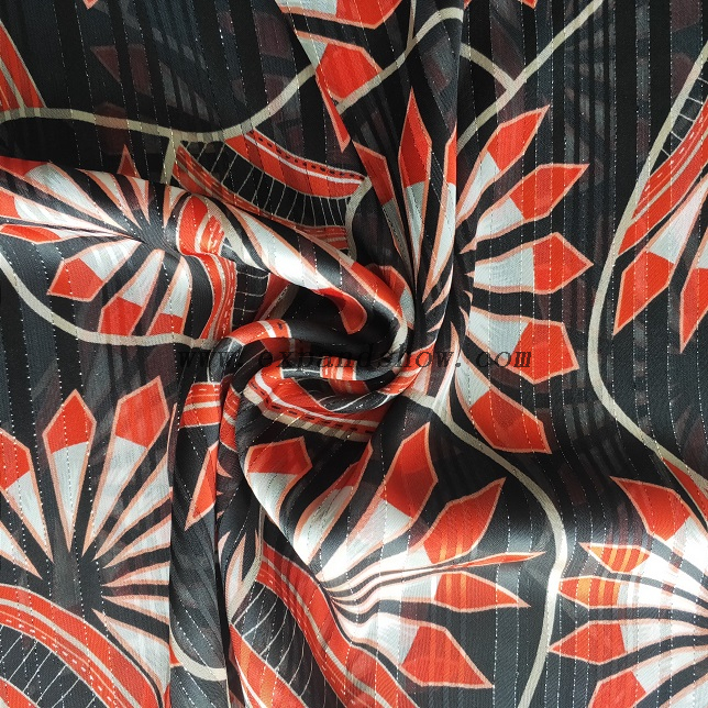 Fancy women dresses fabric polyester chiffon D&L printed fabric 