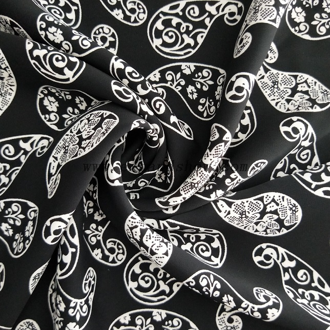 fancy women dresses fabric polyester polka printed 