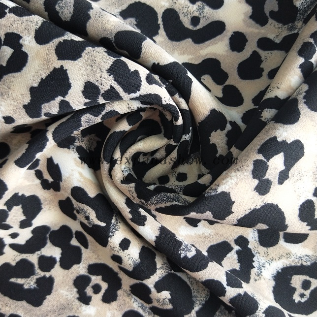 fancy women dresses fabric polyester double layer four way printed 