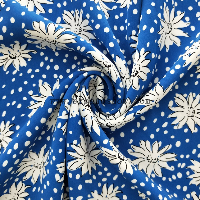 fancy women dresses fabric polyester polka printed 