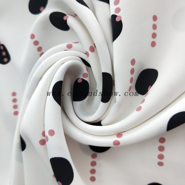 fancy women dresses fabric polyester polka printed 