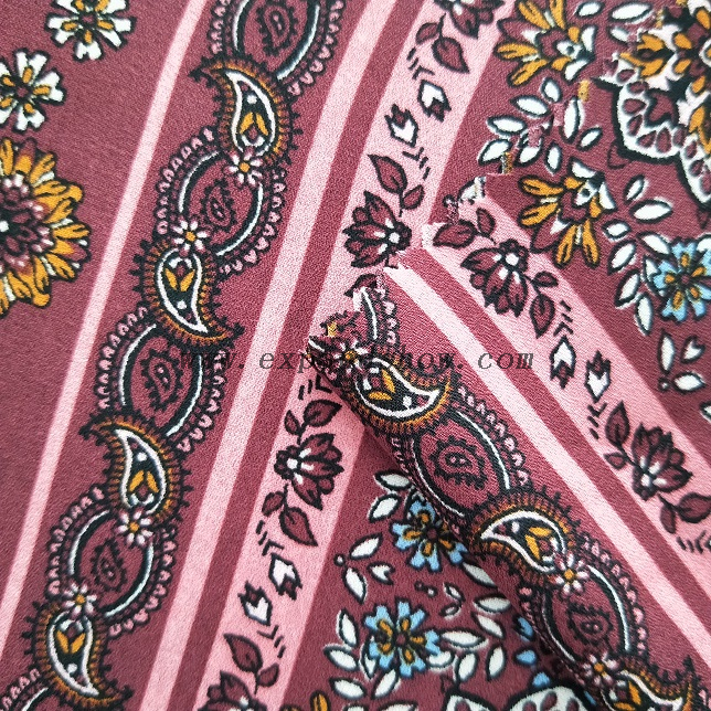 Fancy women dresses fabric polyester high quality soft moss crepe dobby georgette printed