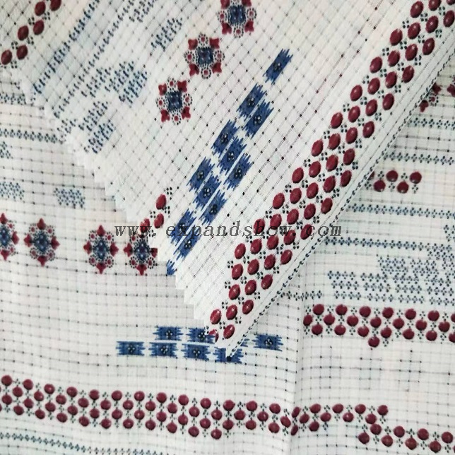 Fancy women dresses fabric alkali melt check printed fabric 