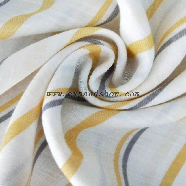 Fancy women dresses fabric tencel slub fabric printed