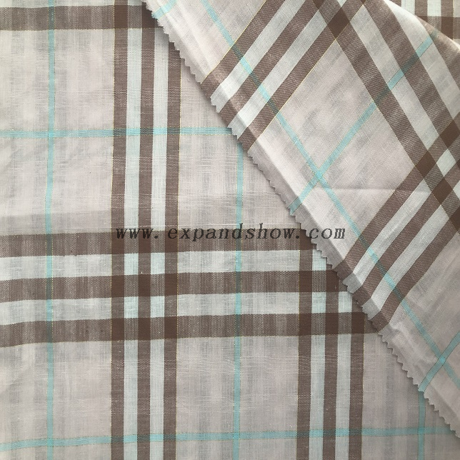 Fancy women dresses fabric cotton yarn dyed with lurex fabric 