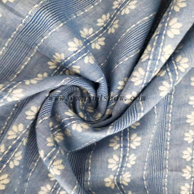 Fancy women dresses fabric C+R dobby yarn dyed 