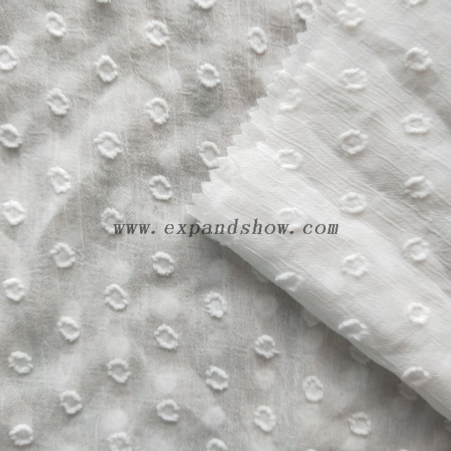 Fancy women dresses fabric polyester chiffon crinkle clip dot dyed 