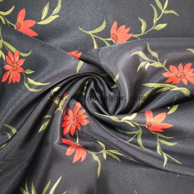 Fancy women dresses fabric polyester high quality satin spandex printed 