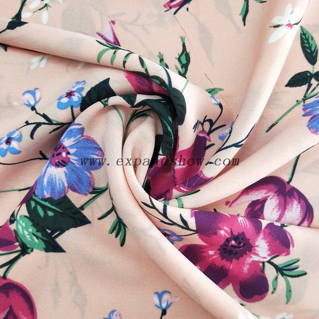 Fancy women dresses fabric polyester high quality soft moss crepe dobby georgette printed 