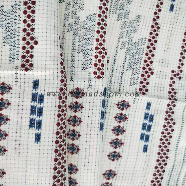 Fancy women dresses fabric alkali melt check printed fabric 